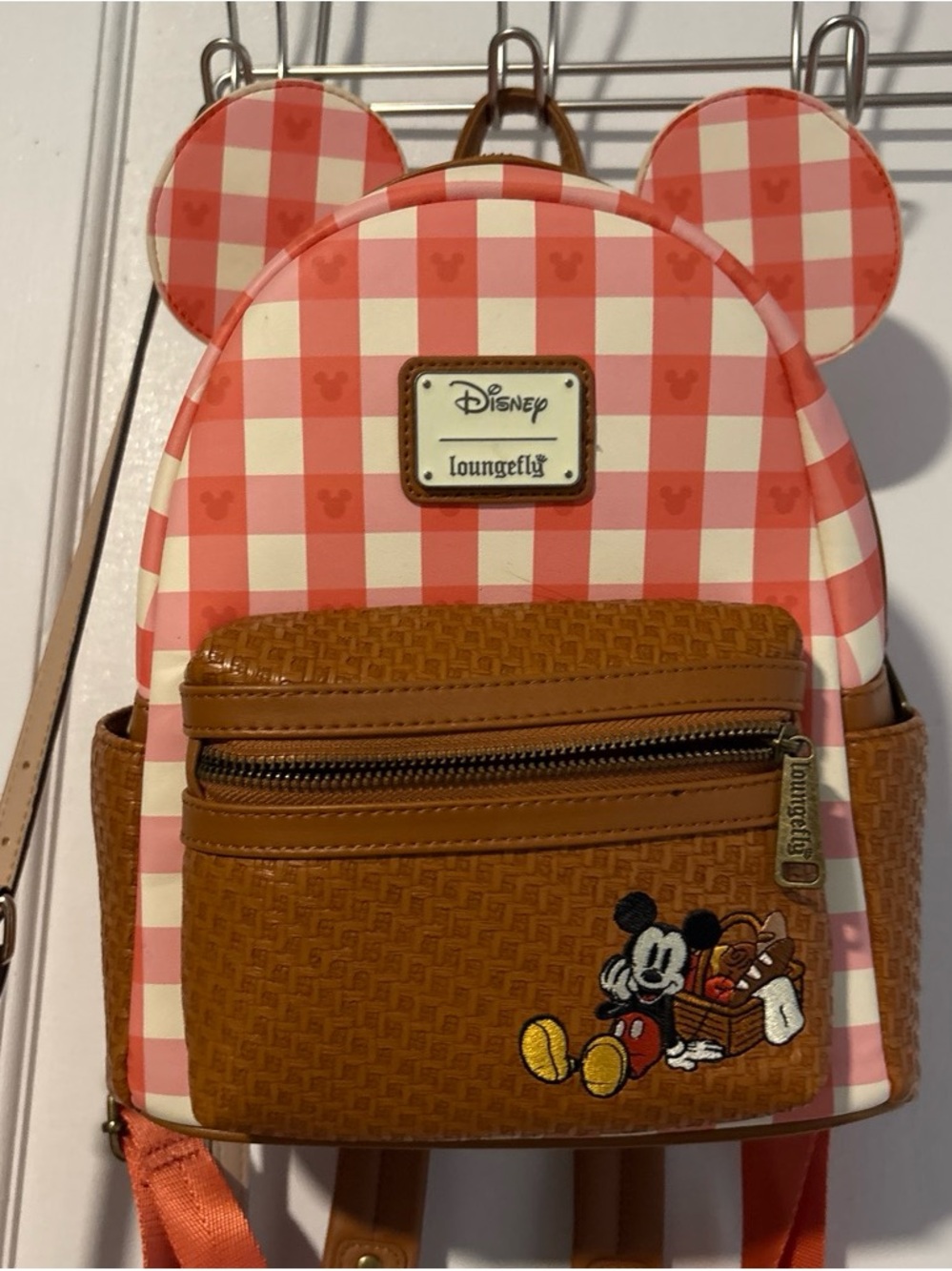 Loungefly Pink Gingham Mickey Mouse Kids Mini Backpack